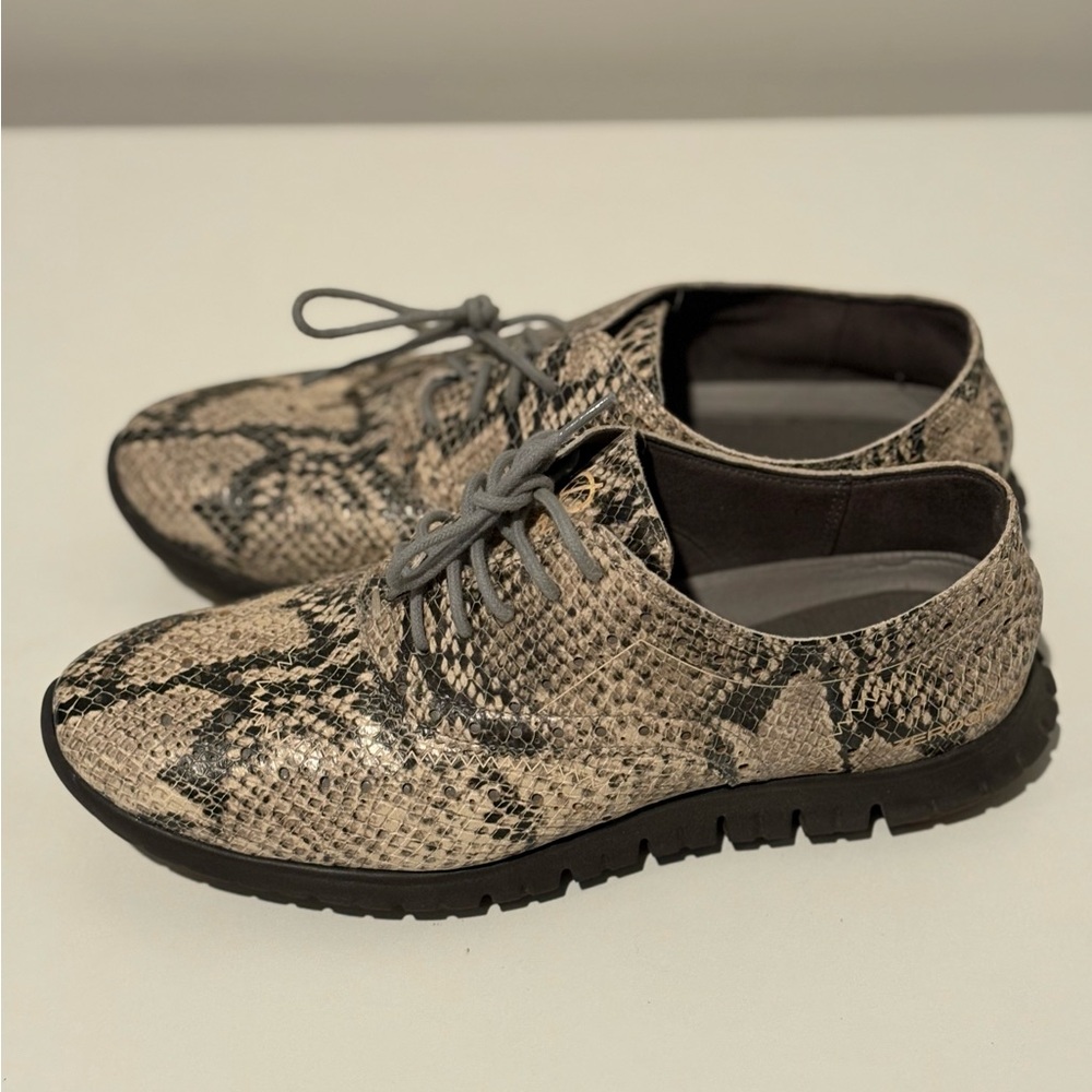 Cole Haan Snake Print Sneakers - Black and Beige